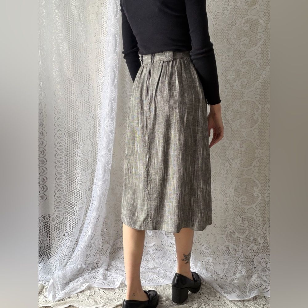 Vintage 90s Button Front Midi Skirt Norton McNaughton Size 8 - Picture 3 of 12